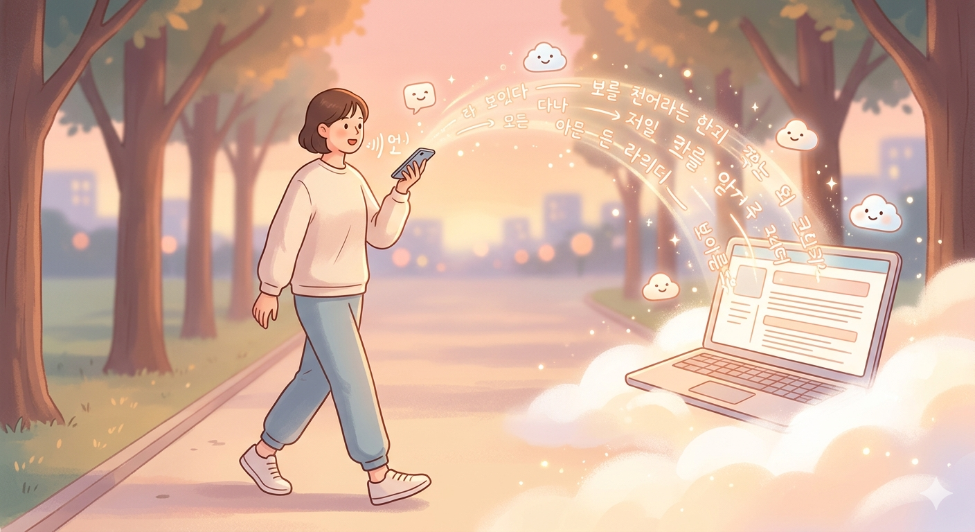 산책이 글이 되는 마법: 음성인식(STT) AI로 걸으면서 블로그 초안 자동 완성하기